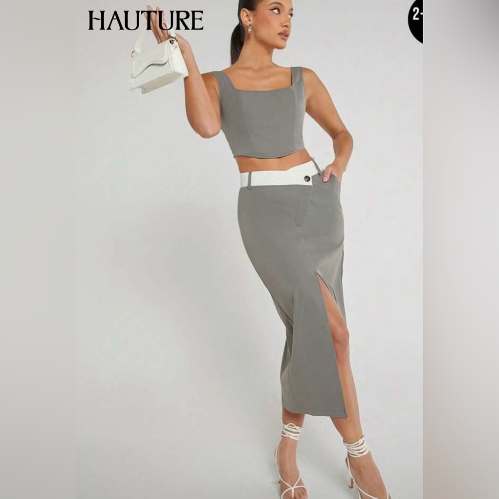 SHEIN Gray Pencil Skirt with Slit